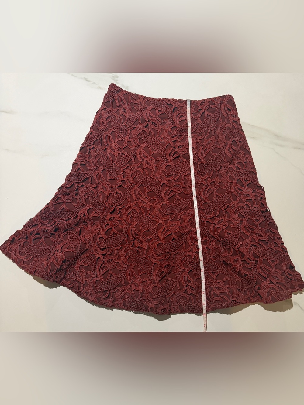 Club Monaco Wine Red Lace A-Line Skirt